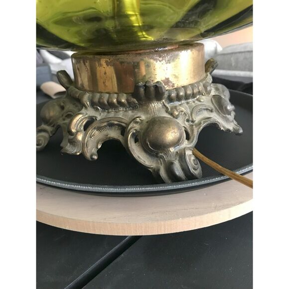 Stiffel Mid-Century Green Glass Table Lamp 35" - Picture 3 of 4